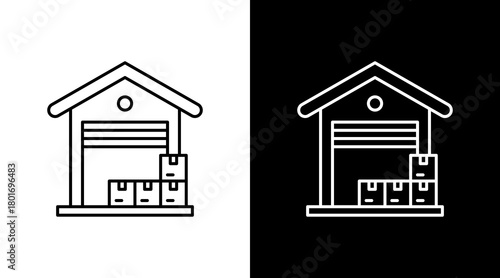 Warehouse  White Icon Set Design