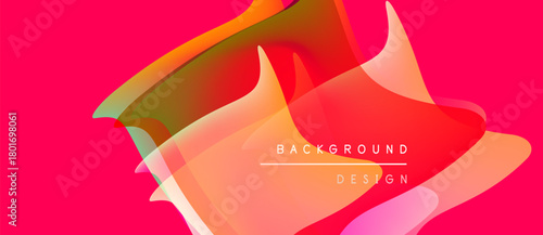 Abstract vibrant design. Overlapping shapes create dynamic composition. Pink background enhances visual impact. Modern aesthetic.