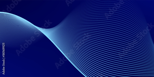 Smooth flow of wavy shape with gradient vector abstract background, dark blue design curve line energy motion, relaxing music sound or technology. abstract wavy line.