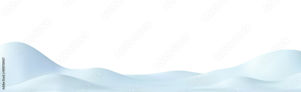 Fototapeta premium 3d snow landscape background. Snowy mountain border, hill,snowdrift. Winter podium for holiday design. Vector element illustration for poster, winter greeting card