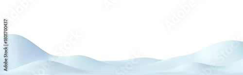 3d snow landscape background. Snowy mountain border, hill,snowdrift. Winter podium for holiday design. Vector element illustration for poster, winter greeting card