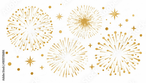 Night Sky Sparks Firework Bursts  isolated watercolor vector illustration svg