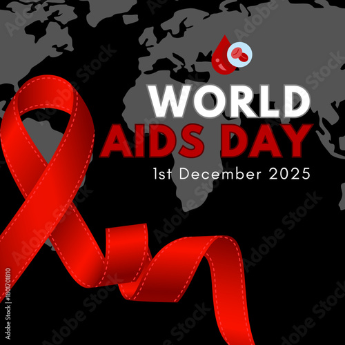 World AIDS Day background design. December 1st, World AIDS awareness and prevention. Vector illustration