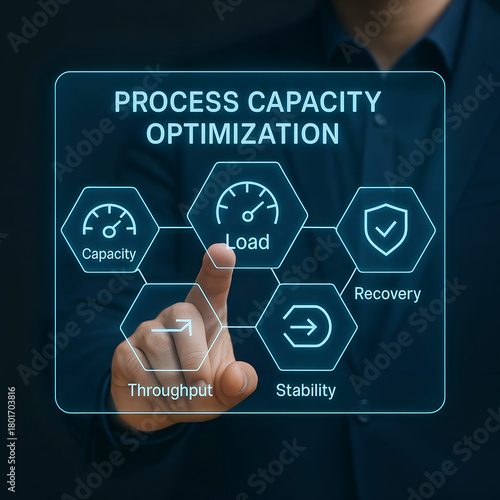 Businessman interacts with process capacity optimization interface