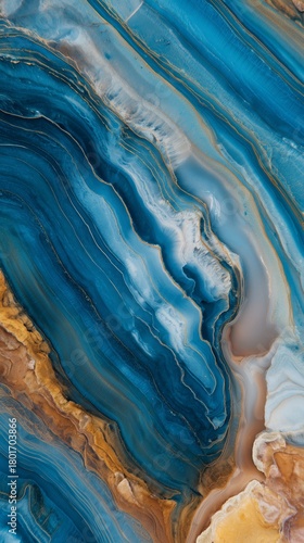 Stunning Blue and Orange Abstract Mineral Pattern Captured in Natural Agate S...
