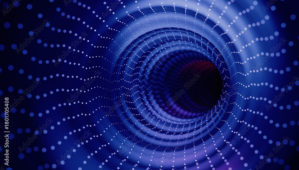 Fototapeta premium Abstract technology gateway, hypnotic swirl pattern, futuristic space 3d rendering concept. Quantum tunnel, cosmic energy portal