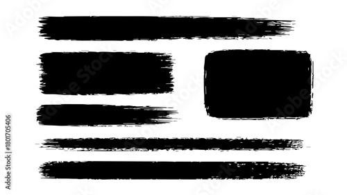 Hand Drawn Brush Strokes Set – Grunge Marker Lines and Highlight Elements