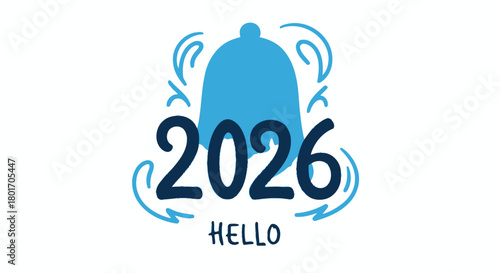 Hello 2026! Ring in the New Year with this cheerful bell design, perfect for holiday greetings and festive celebration marketing materials