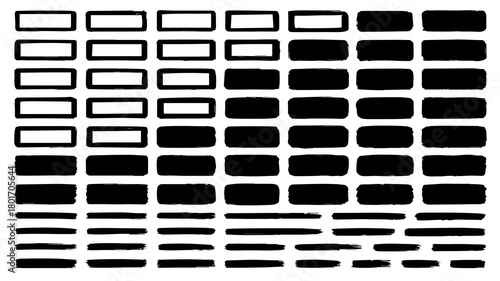 Hand Drawn Brush Strokes Set – Grunge Marker Lines and Highlight Elements