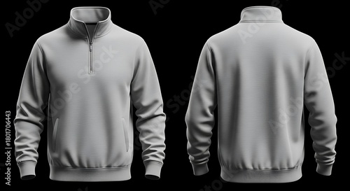 3D mockup of a light gray color of Quarter Zip Sweatshirt