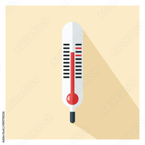 Temperature Check Thermometer Icon Fever Cold Flu Diagnosis Medical Illness Healthcare Flat Design