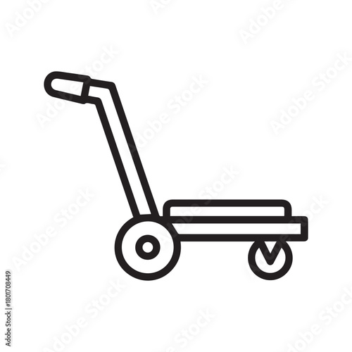 Black line art of platform hand truck icon illustration logistics moving shipping delivery tool cart