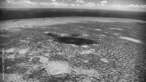 Fototapeta Naklejka Na Ścianę i Meble -  Monochrome aerial perspective of Queensland coral reef showing patterns and natural formations