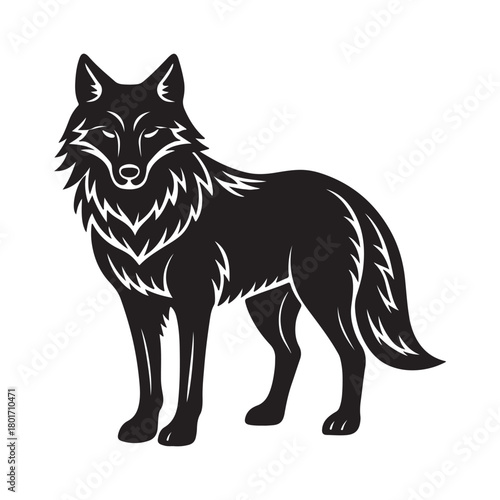 Gray wolf silhouette black vector icon
