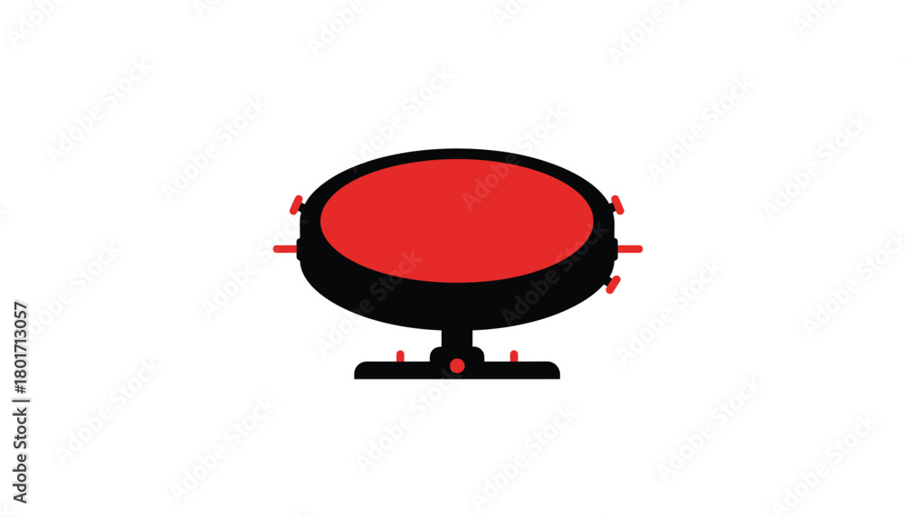 Obraz premium Minimalist red button icon simple flat design element for web and mobile apps isolated on white background