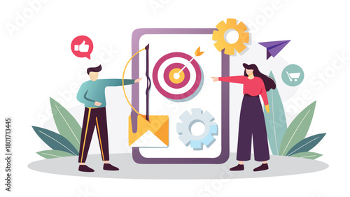 Vibrant digital illustration of a person aiming an arrow showcasing dynamic action and bold colors in a modern graphic style perfect for diverse design projects