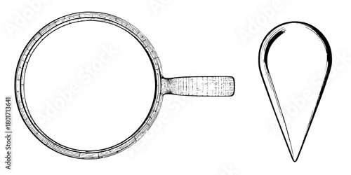 Black White Magnifying Glass Illustration | Clean, isolated vector art for creative projects.