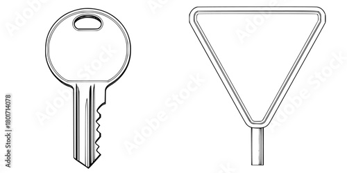 pair keys minimalist design | Clean, isolated vector art for creative projects.
