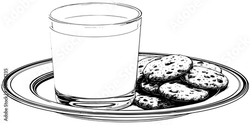 classic comfort: plate cookies glass milk | Clean, isolated vector art for creative projects.