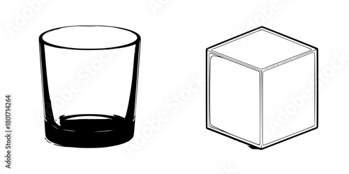 Frosted Glass Tumbler - Clean Crisp Design Modern Bar | Clean, isolated vector art for creative projects.