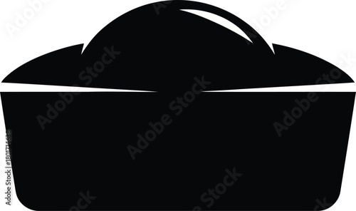Black shopping basket icon with curved handle silhouette
