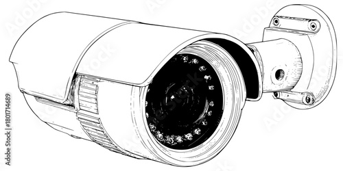Vigilant Watcher: Modern Surveillance Camera | Clean, isolated vector art for creative projects.