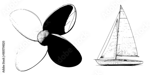 Vintage nautical adventure: timeless tale sailor's voyage | Clean, isolated vector art for creative projects.