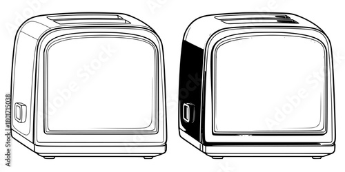 trio sleek, modern toasters - each unique design finish | Clean, isolated vector art for creative projects.