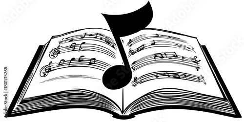 Hymnal Harmony: Musical Journey Faith Song | Clean, isolated vector art for creative projects.