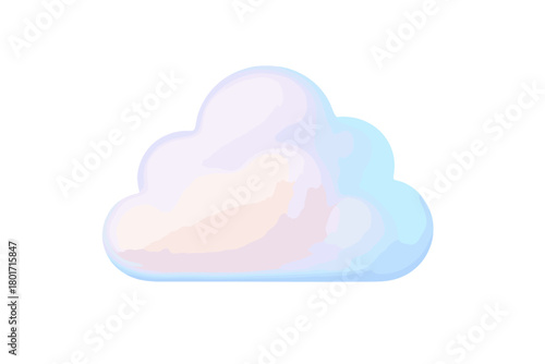 Soft volumetric cloud icon with pastel gradient colors isolated on white