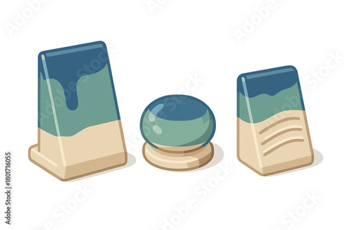 Ceramic glaze test tiles showing different application techniques and color combinations