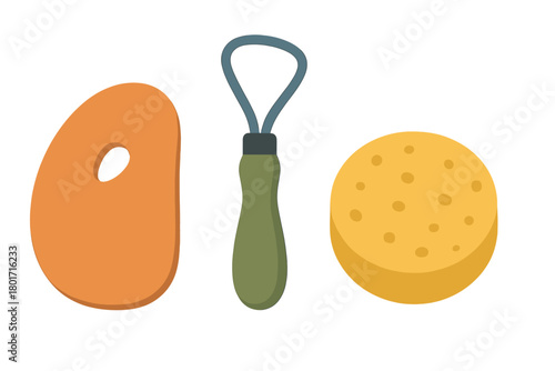 Essential pottery sculpting tools set with trimming loop and sponge