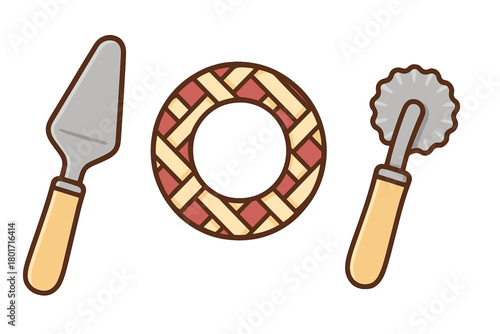Pastry tools and lattice design element for baking desserts