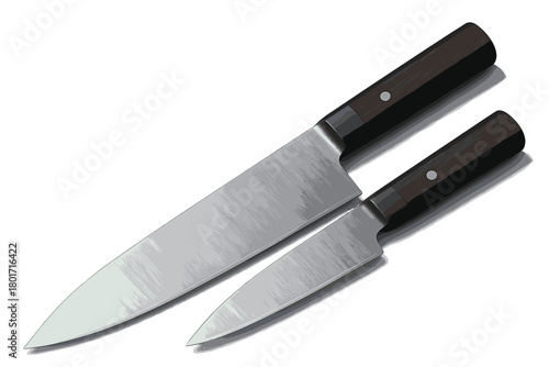Professional Chef Knives with Dark Wood Handles