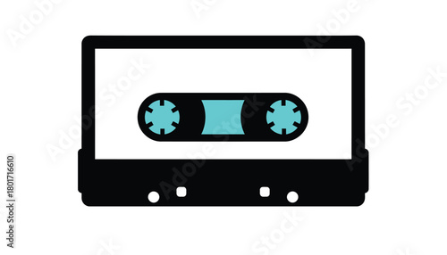Retro cassette tape illustration vintage audio media graphic element isolated on white background