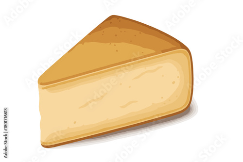 Baked cheesecake slice with graham cracker crust isolated on white