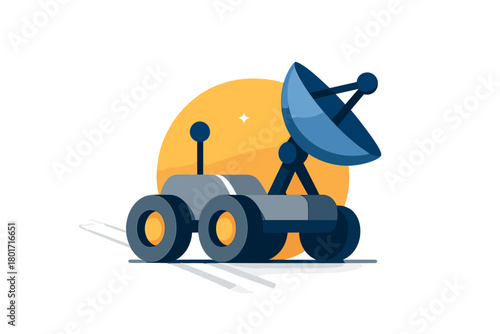 Robotic planetary rover with large satellite dish antenna for deep space communication