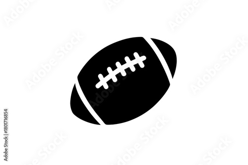Black silhouette of an American football icon on white background