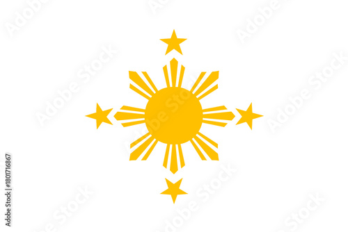 Philippine sun and stars emblem isolated on white background