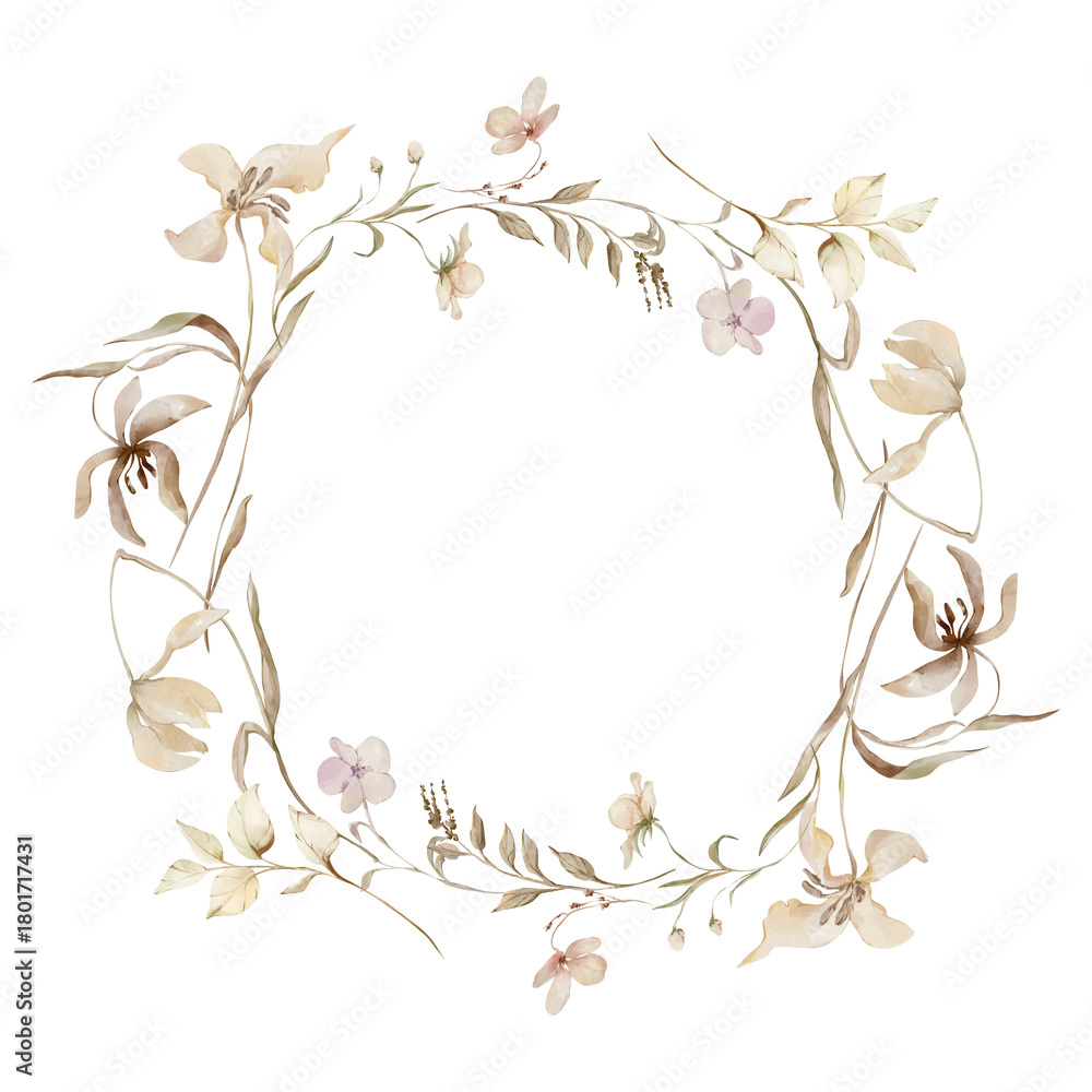 Fototapeta premium Watercolor floral wreath