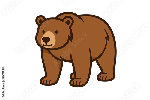 Adorable brown bear standing isolated on white background