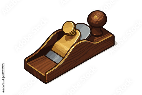 Vintage style carpenter's smoothing plane tool with dark wood grain texture