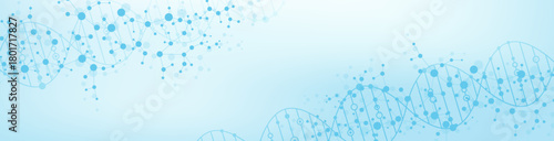 Molecular structure and genetic engineering, atom, neural network, neurons, DNA molecule. Scientific research concept for healthcare, medical, technology, chemistry, science template presentation