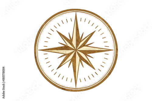 Vintage compass rose design with detailed gold texture