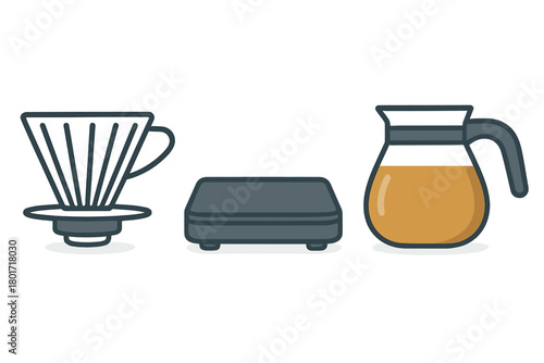 Manual coffee brewing set with dripper scale and serving carafe
