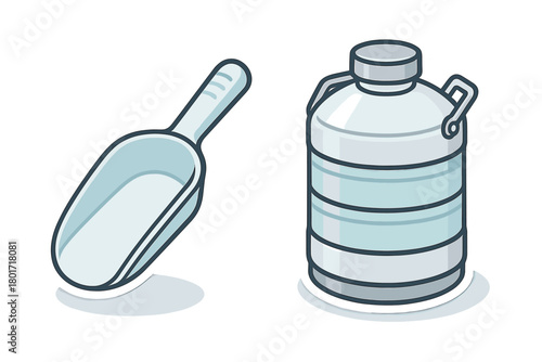 Utility scoop and large portable insulated food carrier or liquid storage canister