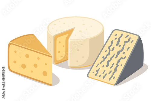 Gourmet assortment of various dairy cheeses including hard, soft, and blue cheese wheels and wedges
