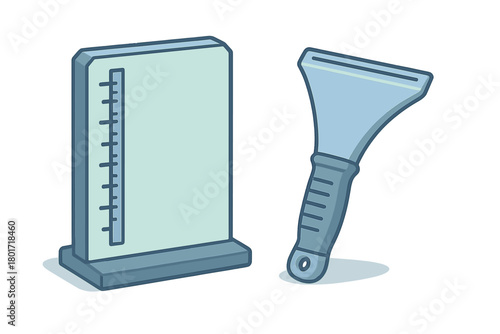 Ice scraper and windshield frost gauge set for winter car maintenance tools