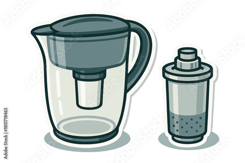 Household water filter pitcher and replacement cartridge for drinking water purification