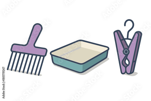 Collection of household cleaning and laundry equipment symbols